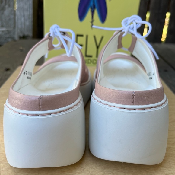 Fly London Dare520Fly Platform Wedge Leather Sandals In Nude Sz 38EU/7.5-8 US - Picture 6 of 16